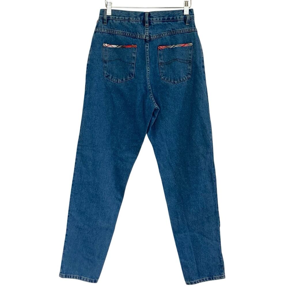 90s Moda Intl Medium Blue Patchwork High Rise Mom… - image 5